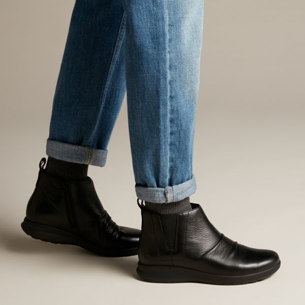 Clarks Womens Un Adorn Mid Ankle Boots Black | UK-349178